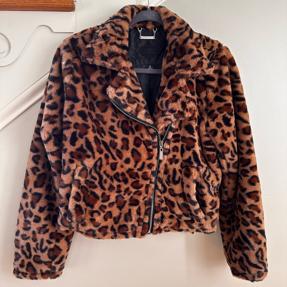 Leopard Bomber Jacket. Size Small. Very cool!